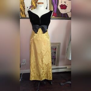 Elegant vintage 60s Gold Brocade gown